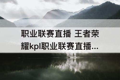 职业联赛直播 王者荣耀kpl职业联赛直播回放