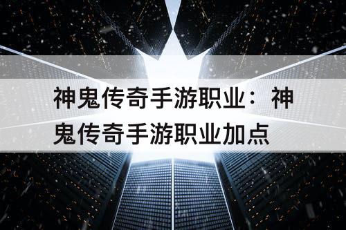 神鬼传奇手游职业：神鬼传奇手游职业加点