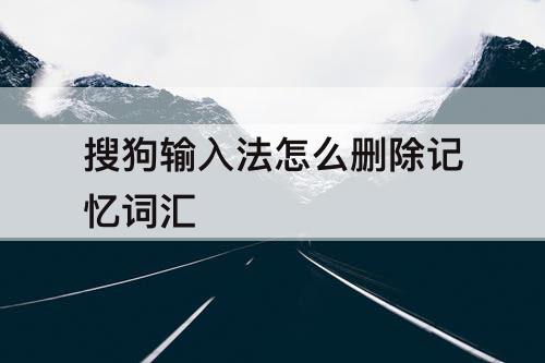 搜狗输入法怎么删除记忆词汇