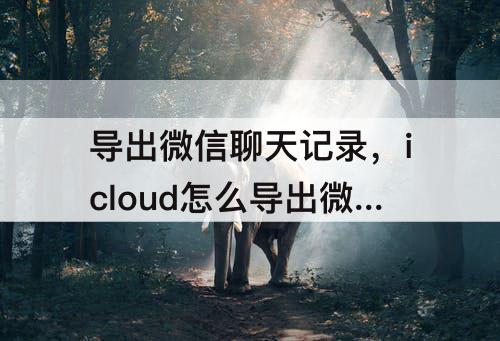 导出微信聊天记录，icloud怎么导出微信聊天记录