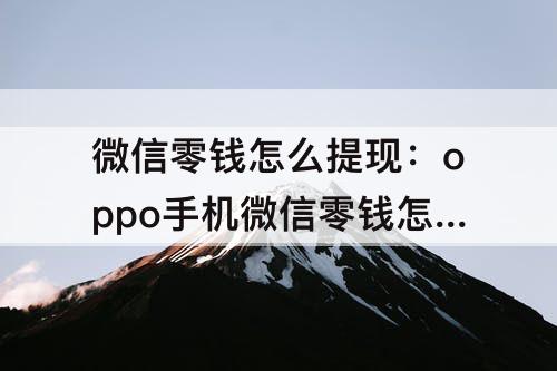 微信零钱怎么提现：oppo手机微信零钱怎么提现免手读费