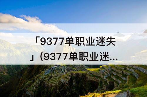 「9377单职业迷失」(9377单职业迷失龙皇传说)