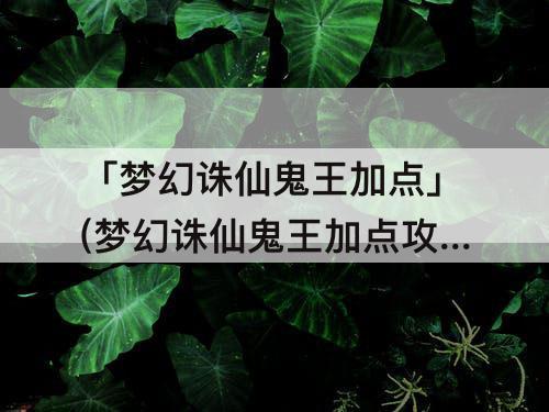 「梦幻诛仙鬼王加点」(梦幻诛仙鬼王加点攻略)