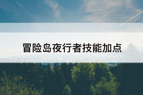 冒险岛夜行者技能加点