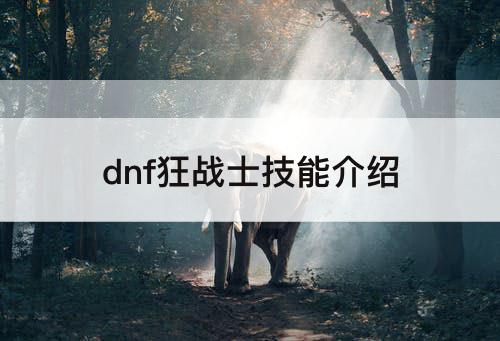 dnf狂战士技能介绍