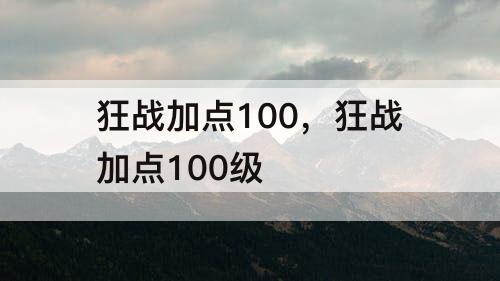 狂战加点100，狂战加点100级