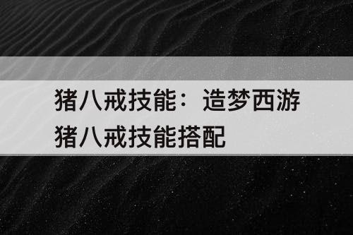 猪八戒技能：造梦西游猪八戒技能搭配