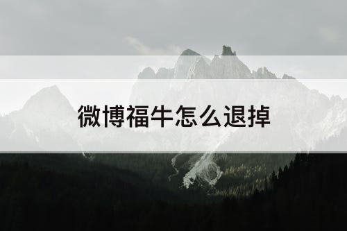 微博福牛怎么退掉