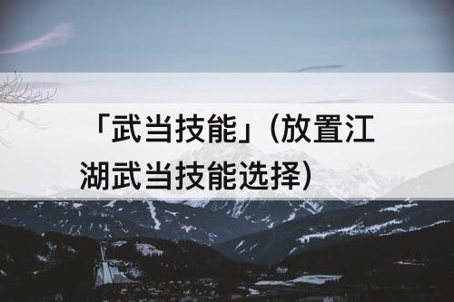 「武当技能」(放置江湖武当技能选择)