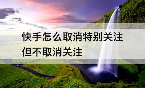 快手怎么取消特别关注但不取消关注