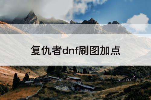 复仇者dnf刷图加点