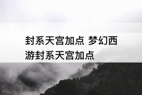 封系天宫加点 梦幻西游封系天宫加点