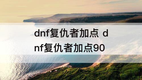 dnf复仇者加点 dnf复仇者加点90