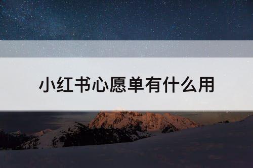 小红书心愿单有什么用
