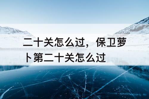 二十关怎么过，保卫萝卜第二十关怎么过