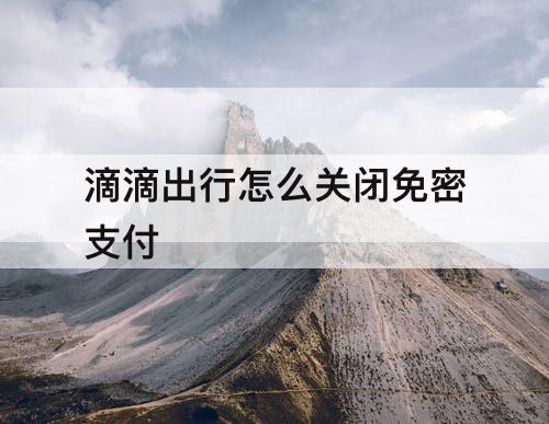 滴滴出行怎么关闭免密支付
