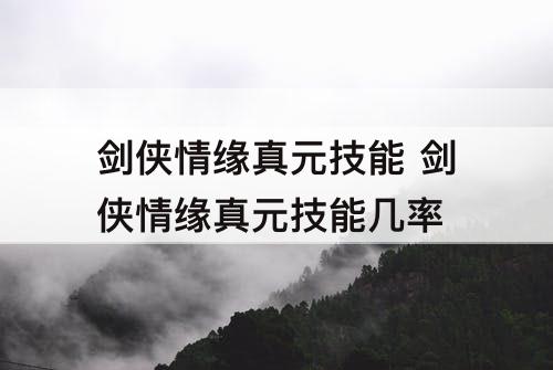 剑侠情缘真元技能 剑侠情缘真元技能几率