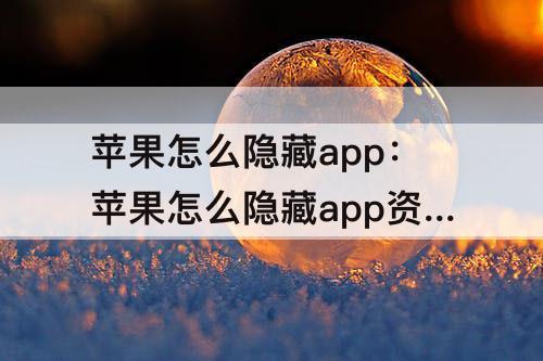 苹果怎么隐藏app：苹果怎么隐藏app资源库也看不到