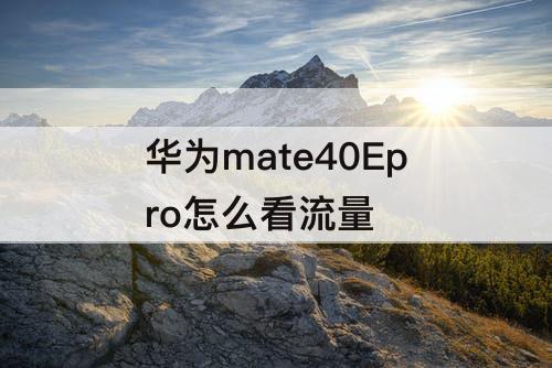 华为mate40Epro怎么看流量