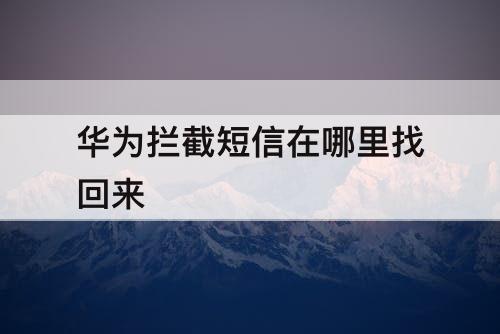 华为拦截短信在哪里找回来
