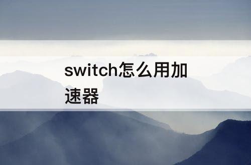 switch怎么用加速器