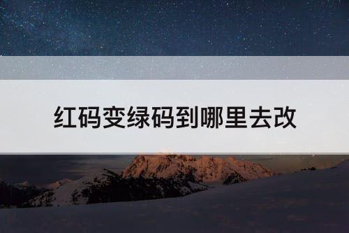 红码变绿码到哪里去改