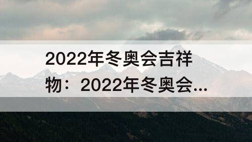 2022年冬奥会吉祥物：2022年冬奥会吉祥物冰墩墩图片