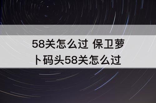 58关怎么过 保卫萝卜码头58关怎么过