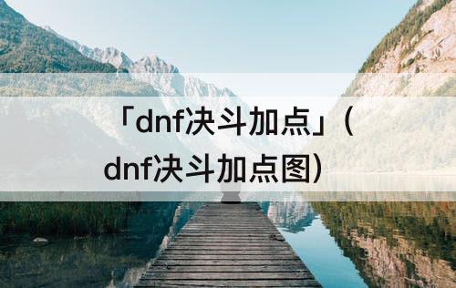 「dnf决斗加点」(dnf决斗加点图)