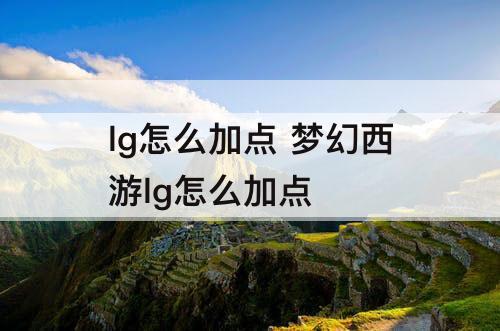lg怎么加点 梦幻西游lg怎么加点