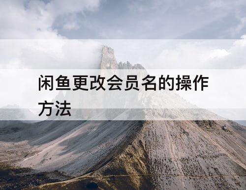 闲鱼更改会员名的操作方法