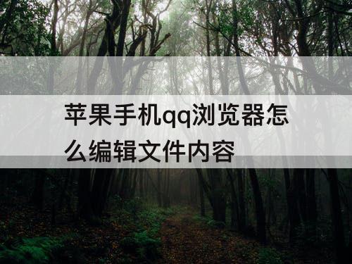 苹果手机qq浏览器怎么编辑文件内容