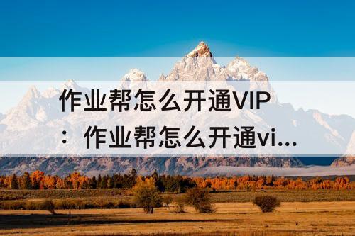 作业帮怎么开通VIP：作业帮怎么开通vip会员