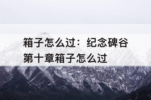 箱子怎么过：纪念碑谷第十章箱子怎么过