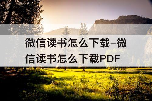 微信读书怎么下载-微信读书怎么下载PDF