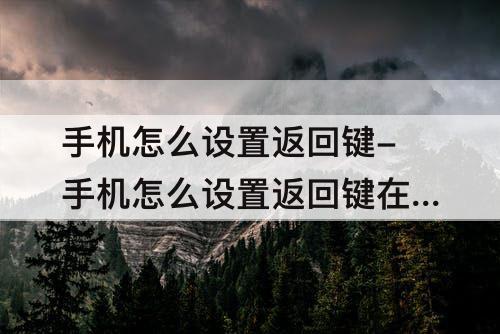手机怎么设置返回键-手机怎么设置返回键在下面