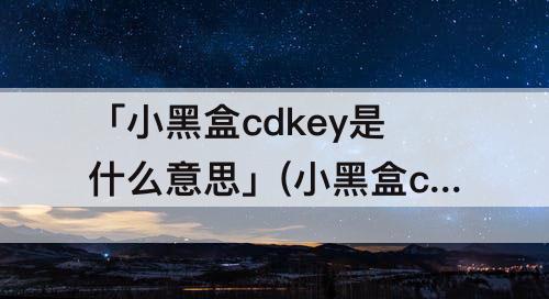 「小黑盒cdkey是什么意思」(小黑盒cdkey是什么意思怎么使用)