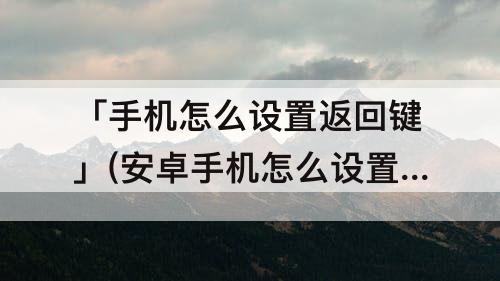 「手机怎么设置返回键」(安卓手机怎么设置返回键)