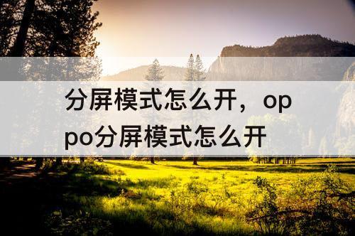 分屏模式怎么开，oppo分屏模式怎么开