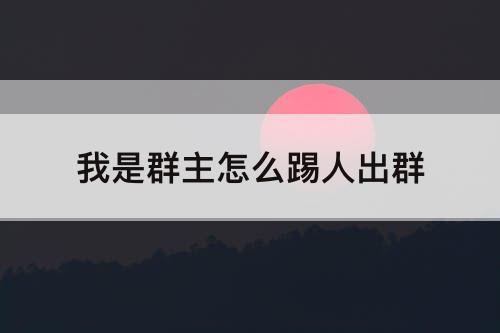 我是群主怎么踢人出群