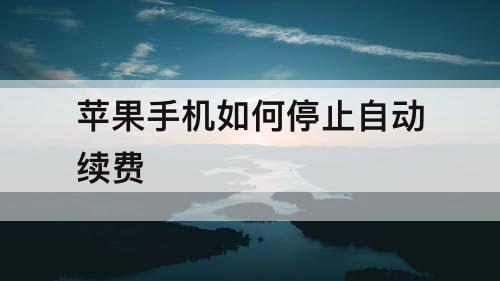 苹果手机如何停止自动续费