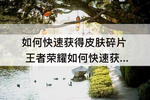 如何快速获得皮肤碎片 王者荣耀如何快速获得皮肤碎片免费