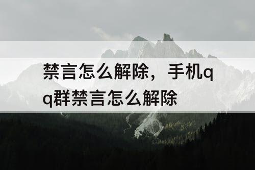 禁言怎么解除，手机qq群禁言怎么解除