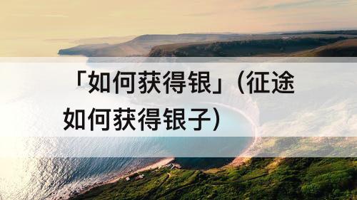 「如何获得银」(征途如何获得银子)
