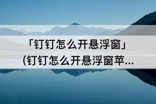 「钉钉怎么开悬浮窗」(钉钉怎么开悬浮窗苹果)