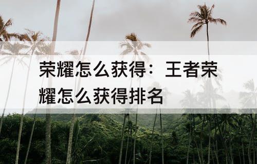 荣耀怎么获得：王者荣耀怎么获得排名