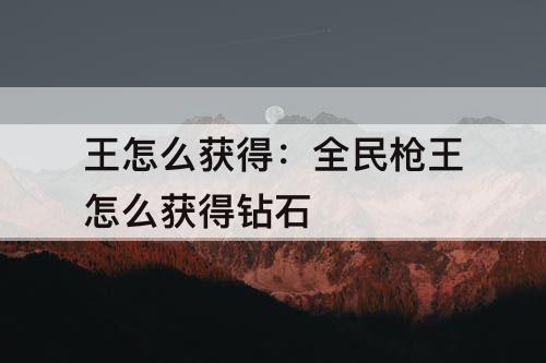 王怎么获得：全民枪王怎么获得钻石