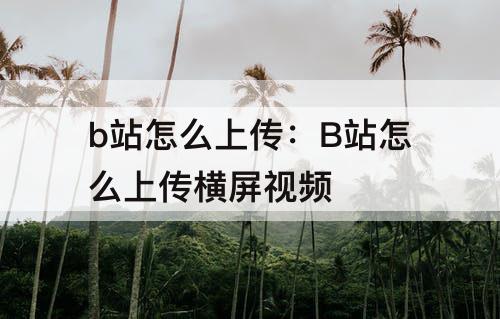 b站怎么上传：B站怎么上传横屏视频