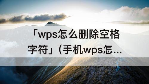 「wps怎么删除空格字符」(手机wps怎么删除空格字符)