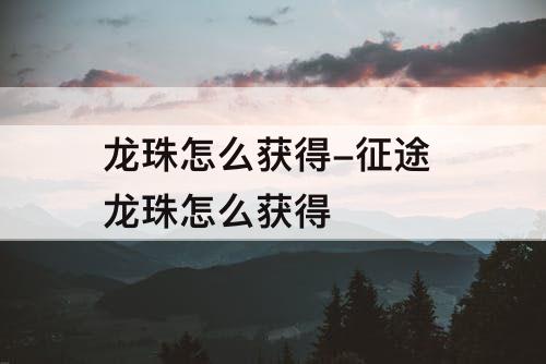 龙珠怎么获得-征途 龙珠怎么获得